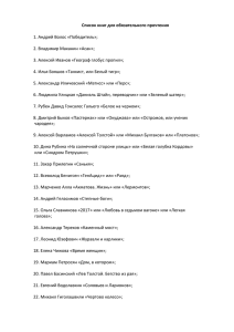Список книг для обязательного прочтения 1. Андрей Волос