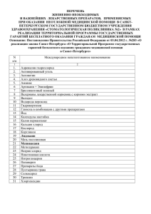 ПЕРЕЧЕНЬ ЖИЗНЕННО НЕОБХОДИМЫХ И ВАЖНЕЙШИХ  ЛЕКАРСТВЕННЫХ ПРЕПАРАТОВ,   ПРИМЕНЯЕМЫХ