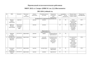 Персональный состав педагогических работников 2013-2014 учебный год