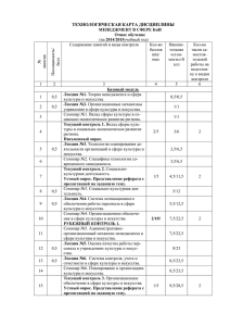 ТЕХНОЛОГИЧЕСКАЯ КАРТА ДИСЦИПЛИНЫ МЕНЕДЖМЕНТ В