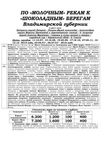 ПО «МОЛОЧНЫМ» РЕКАМ К «ШОКОЛАДНЫМ» БЕРЕГАМ Владимирской губернии