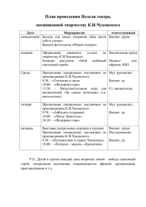План проведения Недели театра, посвященной творчеству К.И.Чуковского