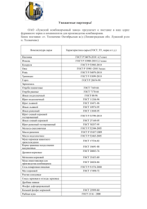 Требуемые ГОСТЫ на закупаемое сырьё