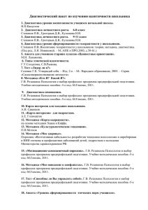 Перечень методик - molotizy.edusite.ru
