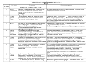 УЧЕБНО-ТЕМАТИЧЕСКИЙ ПЛАН ПО ЛИТЕРАТУРЕ 8 класс