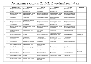 Расписание уроков на 2015-2016 учебный год 1-4 кл.
