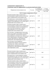 Тарифы по Сжиженному газу и природному с 01.01