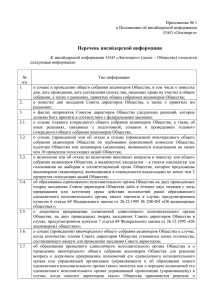 Перечень инсайдерской информации