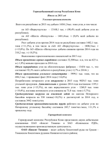 Горнодобывающий сектор Республики Коми Итоги за 2015 год