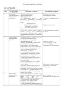 ТЕХНОЛОГИЧЕСКАЯ КАРТА УРОКА  Урок  русского языка Тип: урок - рефлексии.