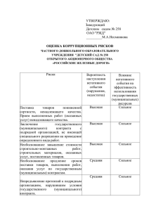мероприятия и оценка рисков - Детский сад № 258 ОАО «РЖД