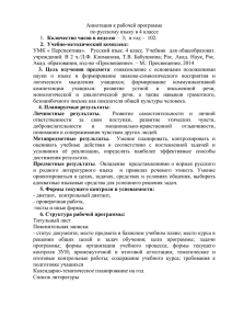 Аннотация к рабочей программе по русскому языку в 4 классе