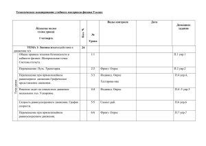 Календарно тематический план по физике 8 класс перышкин