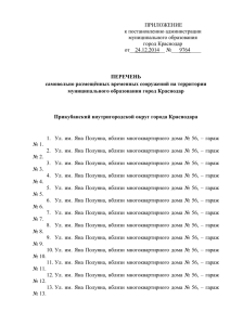 ПРИЛОЖЕНИЕ к постановлению администрации муниципального образования город Краснодар