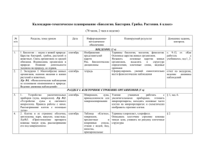 Календарно-тематическое планирование «Биология. Бактерии. Грибы. Растения. 6 класс»