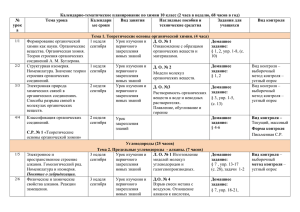 Календарно-тематическое планирование по химии 10 класс (2 часа в неделю,... № Тема урока Календарн