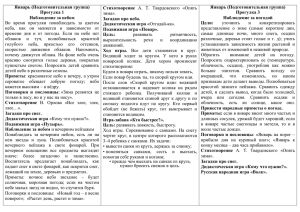 Январь (Подготовительная группа) Стихотворение Прогулка 1 Прогулка 3