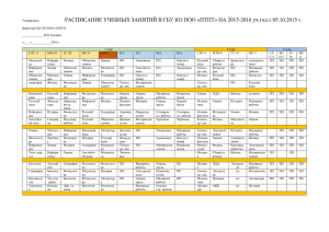 Расписание учебных занятий на I полугодие 2015/16 учебного года