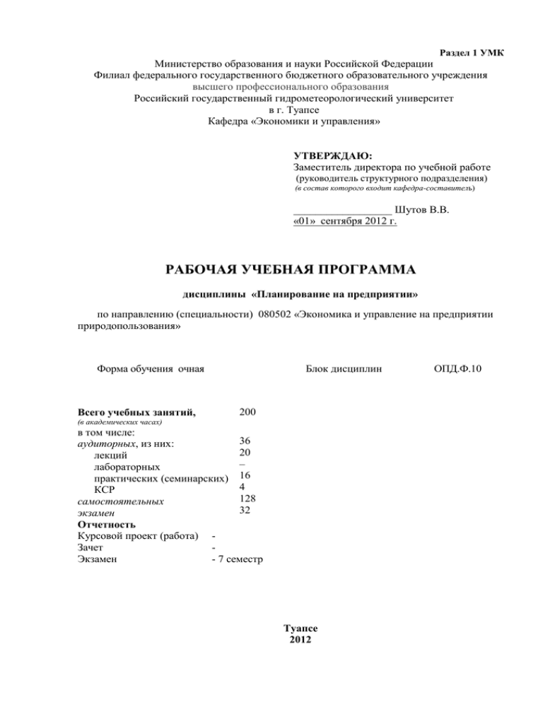 Реферат: Основы планирования и составления сметы