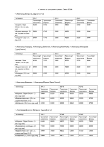 Стоимость программ приема. Зима 2014г. Н.Новгород