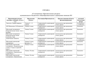 СПРАВКА об электронных образовательных ресурсах