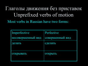 Глаголы движения без приставок Unprefixed verbs of motion Imperfective