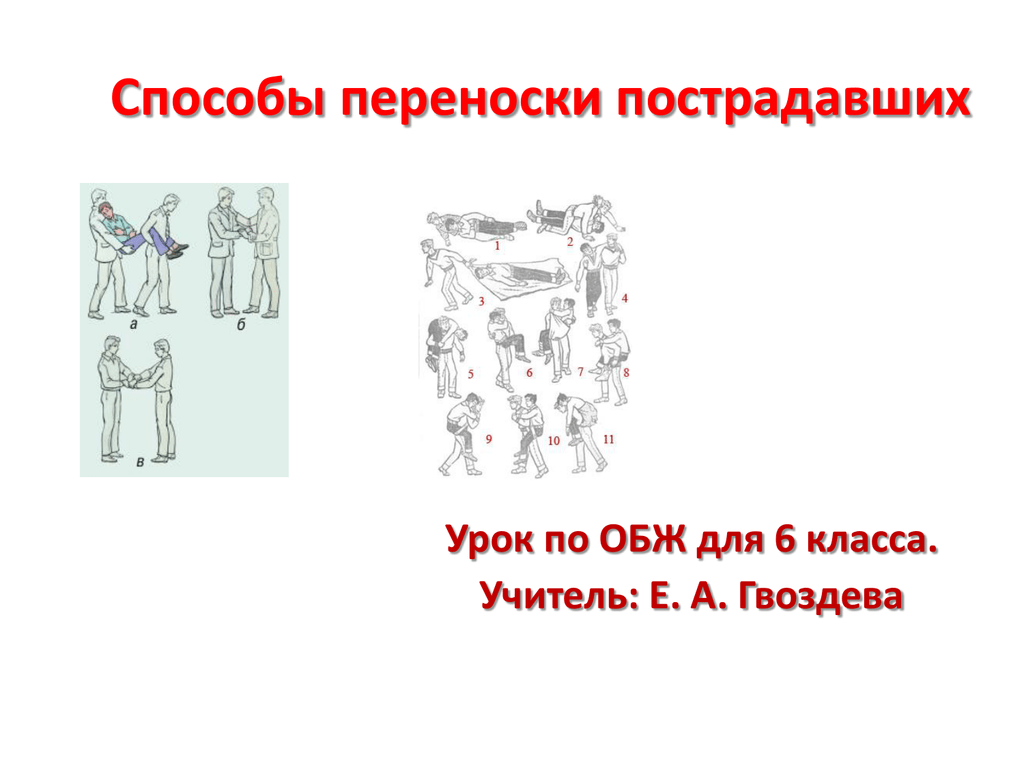 Способы переноски пострадавших обж