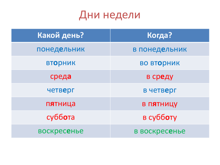 Картинки понедельник вторник среда четверг пятница суббота воскресенье