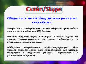 Программа Skype и использование ее в работе. (Презентация)