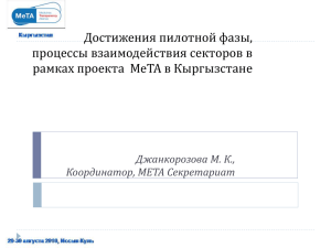 Достижения пилотной фазы проекта МеТА в Кыргызстане, процессы