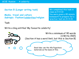 Section B (Longer writing task) Media, travel and culture