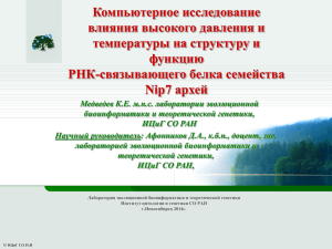 Презентация - Институт цитологии и генетики СО РАН