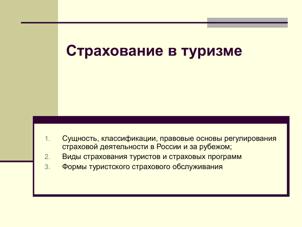 Страхование в туризме презентация