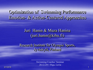 Optimization of  Swimming Performance Emotion- &amp; Action-Centered Approaches ()