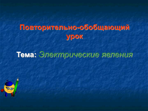 Электрические явления Повторительно-обобщающий урок Тема: