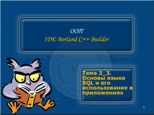 ООП IDE Borland C++ Builder Тема 3_3. Основы языка