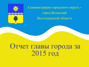 Отчет главы городского округа – город Волжский за 2015 год.