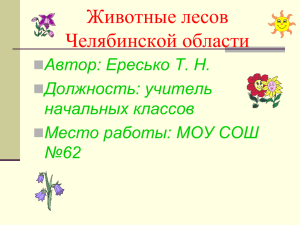 Животные лесов Челябинской области Автор: Ересько Т. Н. Должность: учитель