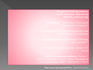 Всероссийский фестиваль педагогического творчества (2014/15 учебный год) Номинация: