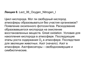 Лекция 6 Цикл кислорода. Мог ли свободный кислород Появление оксигенного фотосинтеза. Расходование