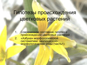 Лекции 5-6 Современные гипотезы происхождения цветковых