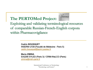 The PERTOMed Project: Exploiting and validating terminological