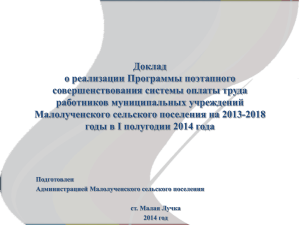 Доклад о реализации Программы поэтапного совершенствования системы оплаты труда работников муниципальных учреждений