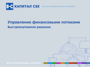 Управление финансовыми потоками Быстроокупаемое решение www.capitalcse.ru