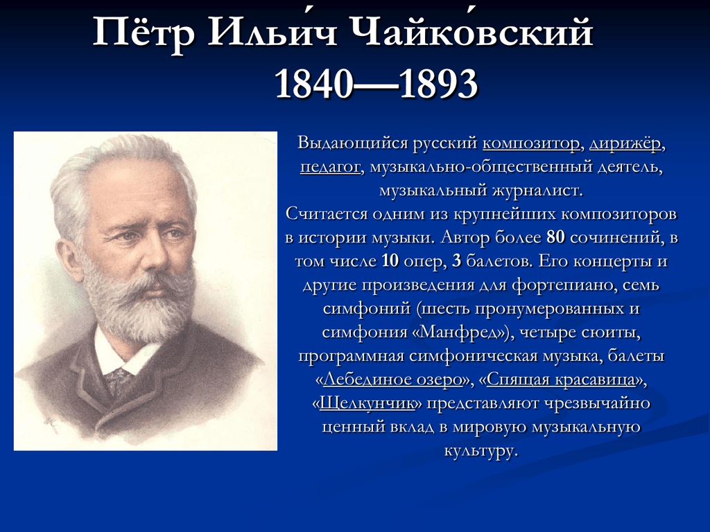 П. И. Чайковский ( 1840-1893).