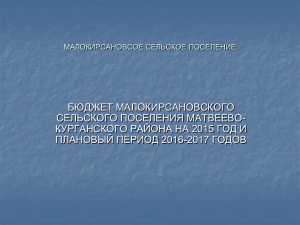 Бюджет Малокирсановского сельского поселения Матвеево
