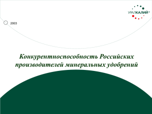 Конкурентноспособность Российских производителей минеральных удобрений 2003