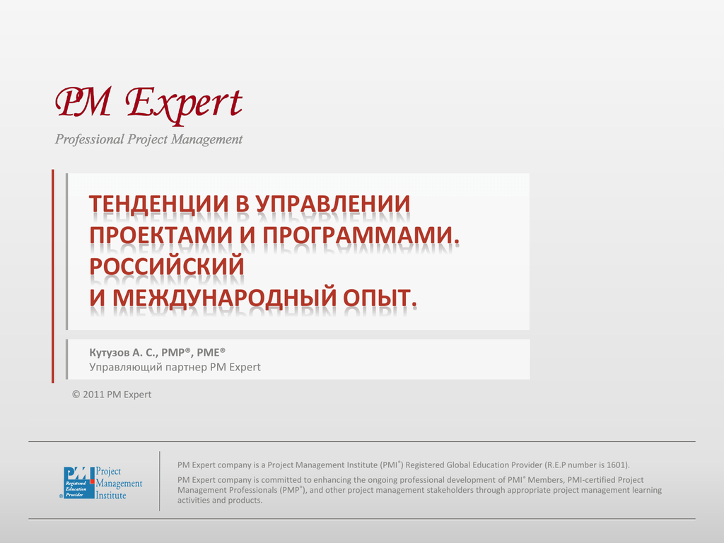 Российский и международный опыт. PM Expert.