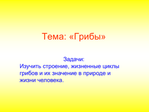 Тема: «Грибы» Задачи: Изучить строение, жизненные циклы