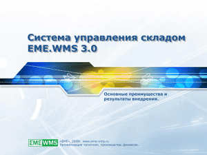 Система управления складом EME.WMS 3.0 Основные преимущества и результаты внедрения.
